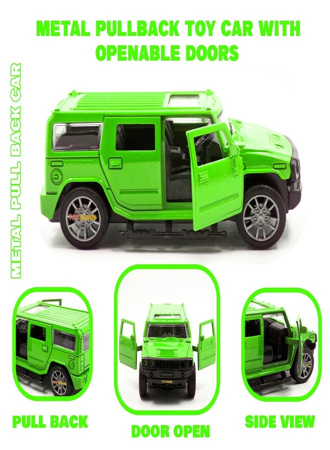Toy Cloud DieCast Model Cars Hummer Metal Car for Kids Pull Back Action Opening Doors Toy Cars for Boys 5-8 Years - Green - Image 3